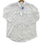 شومیز کتان رنگ سفید دو جیب برند H&M