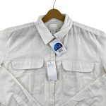 شومیز کتان رنگ سفید دو جیب برند H&M