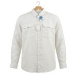 شومیز کتان رنگ سفید دو جیب برند H&M