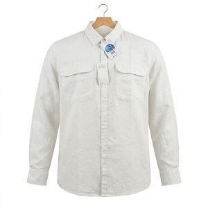 شومیز کتان رنگ سفید دو جیب برند H&M