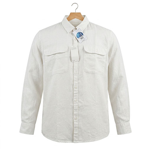شومیز کتان رنگ سفید دو جیب برند H&M