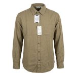 شومیز کتان رنگ خاکی تک جیب برند H&M