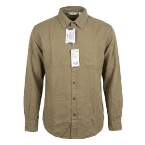 شومیز کتان رنگ خاکی تک جیب برند H&M