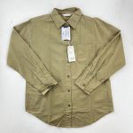 شومیز کتان رنگ خاکی تک جیب برند H&M