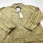 شومیز کتان رنگ خاکی تک جیب برند H&M
