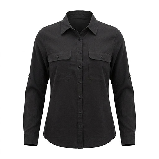 شومیز کتان رنگ مشکی دو جیب برند H&M